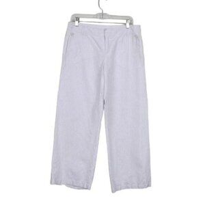 Mexx Wide  Leg Pants Linen Blend White Grey Striped Size 10